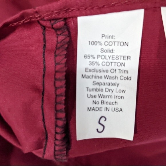 Vintage Fun & Fancy Originals Square Dance Blouse Fringe Burgundy Women's Small - Picture 8 of 8